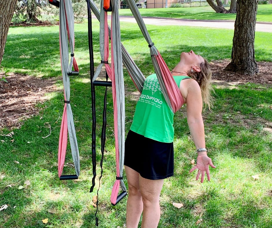 Yoga trapeze titanic pose